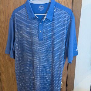 Slazenger Golf Polo Short Sleeve Blue Geometric Dotted- Men's Size XL